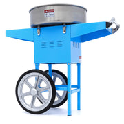 Machine à barbe à papa Maxima, diamètre 52cm, bleue, avec chariot pour préparation de confiseries en fête.