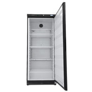 Réfrigérateur Maxima noir de 600 L avec 4 étagères réglables, intérieur spacieux et pratique pour la conservation alimentaire.