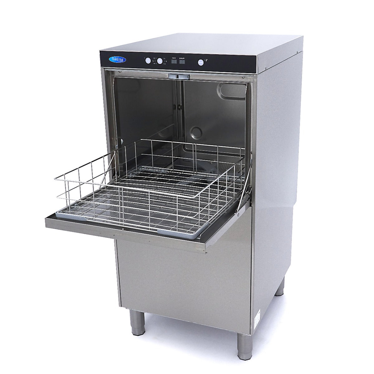 Lave-vaisselle à casseroles Maxima, modèle à pot 50x60 cm, équipé pour une connexion 400V, en fonctionnement dans une cuisine professionnelle