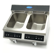 Friteuse - 2 x 8 L - 2 paniers - induction - avec robinet de vidange