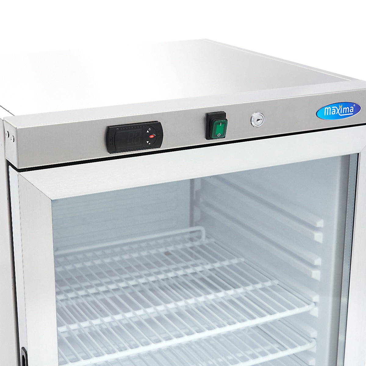 Réfrigérateur - 200 L - acier inoxydable - avec porte en verre