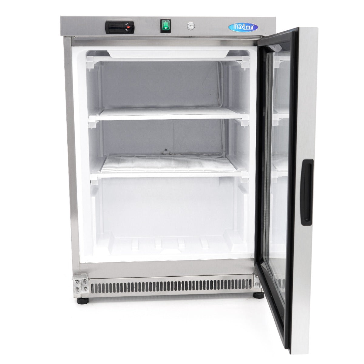 Congélateur - 200 L - acier inoxydable - avec porte en verre