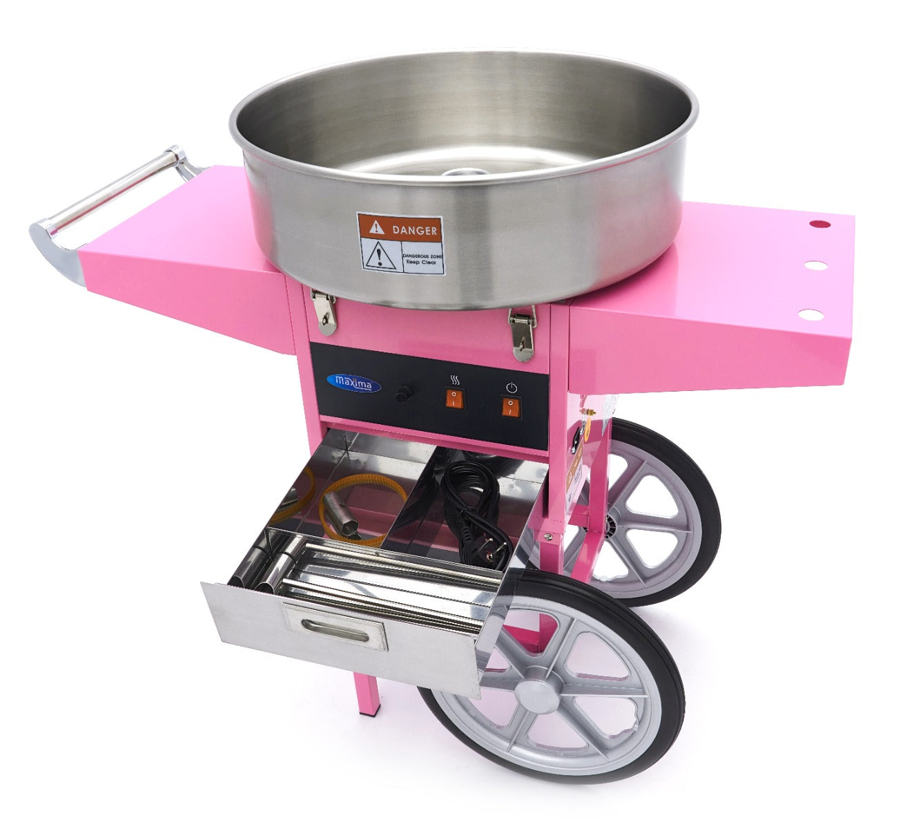 Machine à barbe à papa - Ø 52cm - Rose - avec chariot