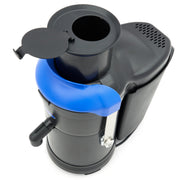 Extracteur de jus Maxima avec presse-agrumes à 2 vitesses, verre de 19 cm, en action sur fruits frais.