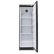 Réfrigérateur Maxima noir de 400 L avec 4 étagères réglables, intérieur spacieux et moderne.