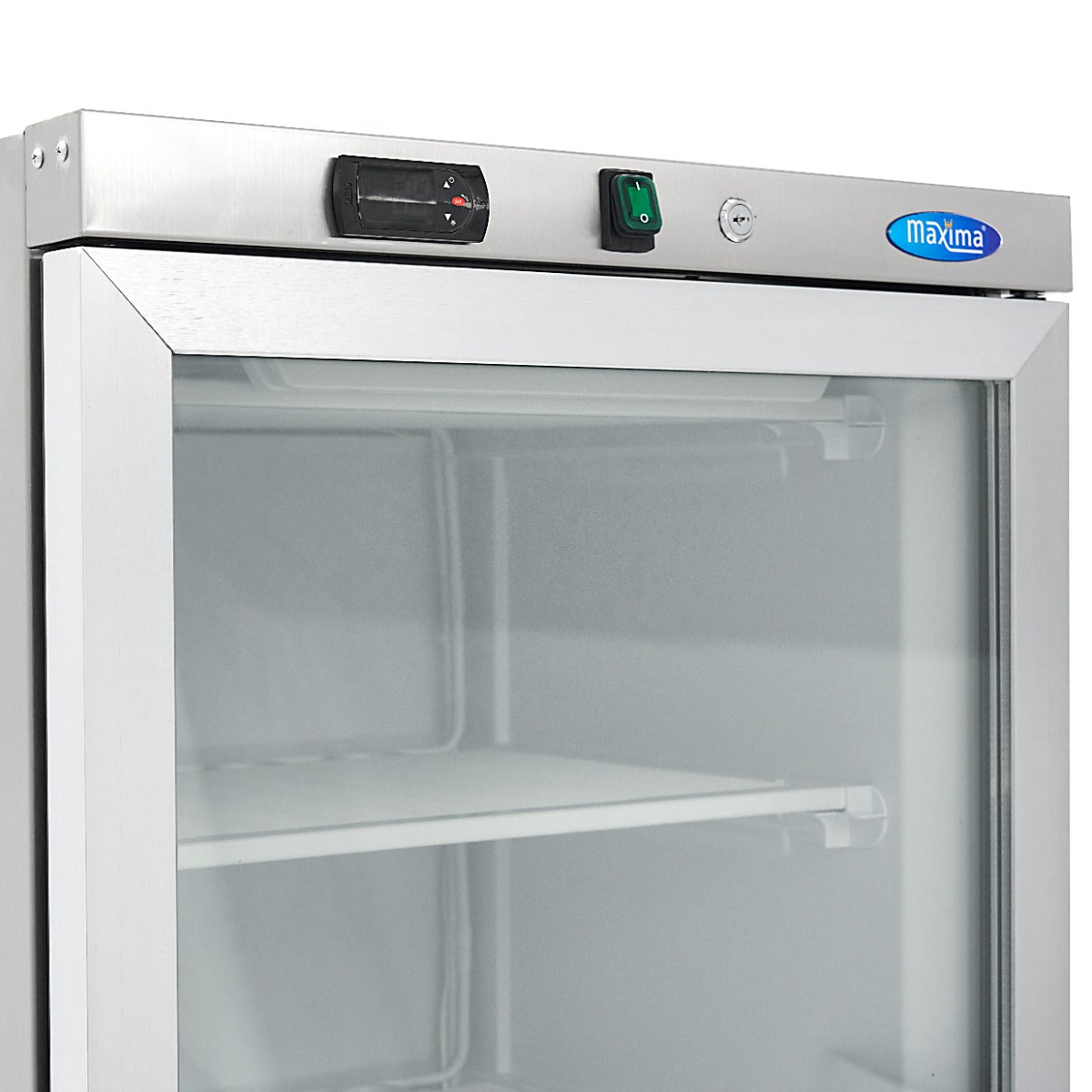 Congélateur - 400 L - acier inoxydable - avec porte en verre