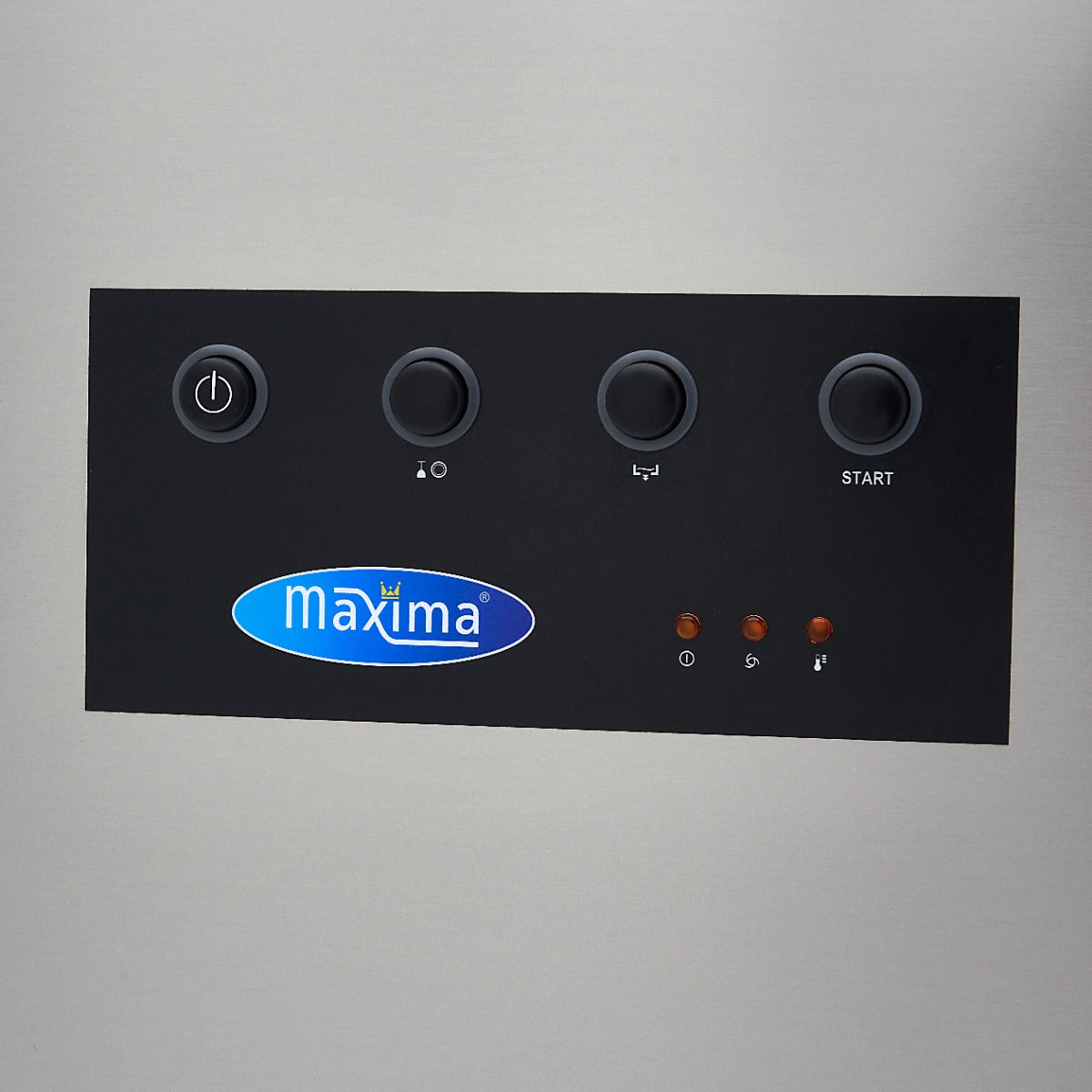 Lave-vaisselle professionnel à capot Maxima 50x50cm avec pompes de vidange, rinçage et savon, 400V, vue de face.