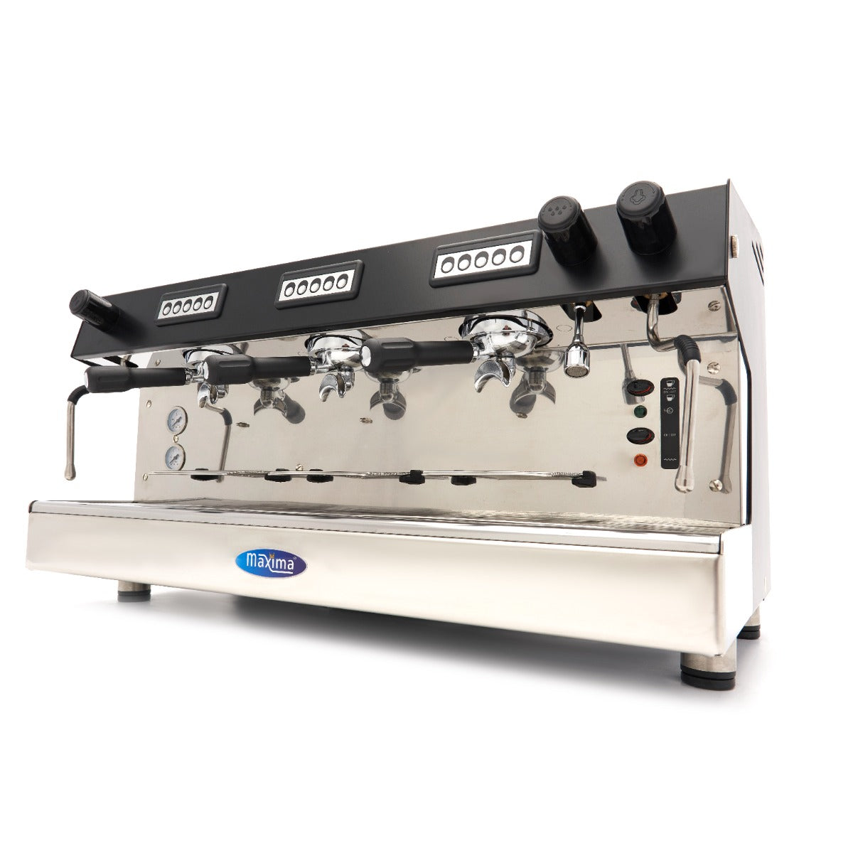 Machine à expresso Maxima avec 3 pistons, capacité de 540 tasses par heure, conçue pour une utilisation professionnelle.