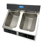 Friteuse - 2 x 8 L - 2 paniers - induction - avec robinet de vidange