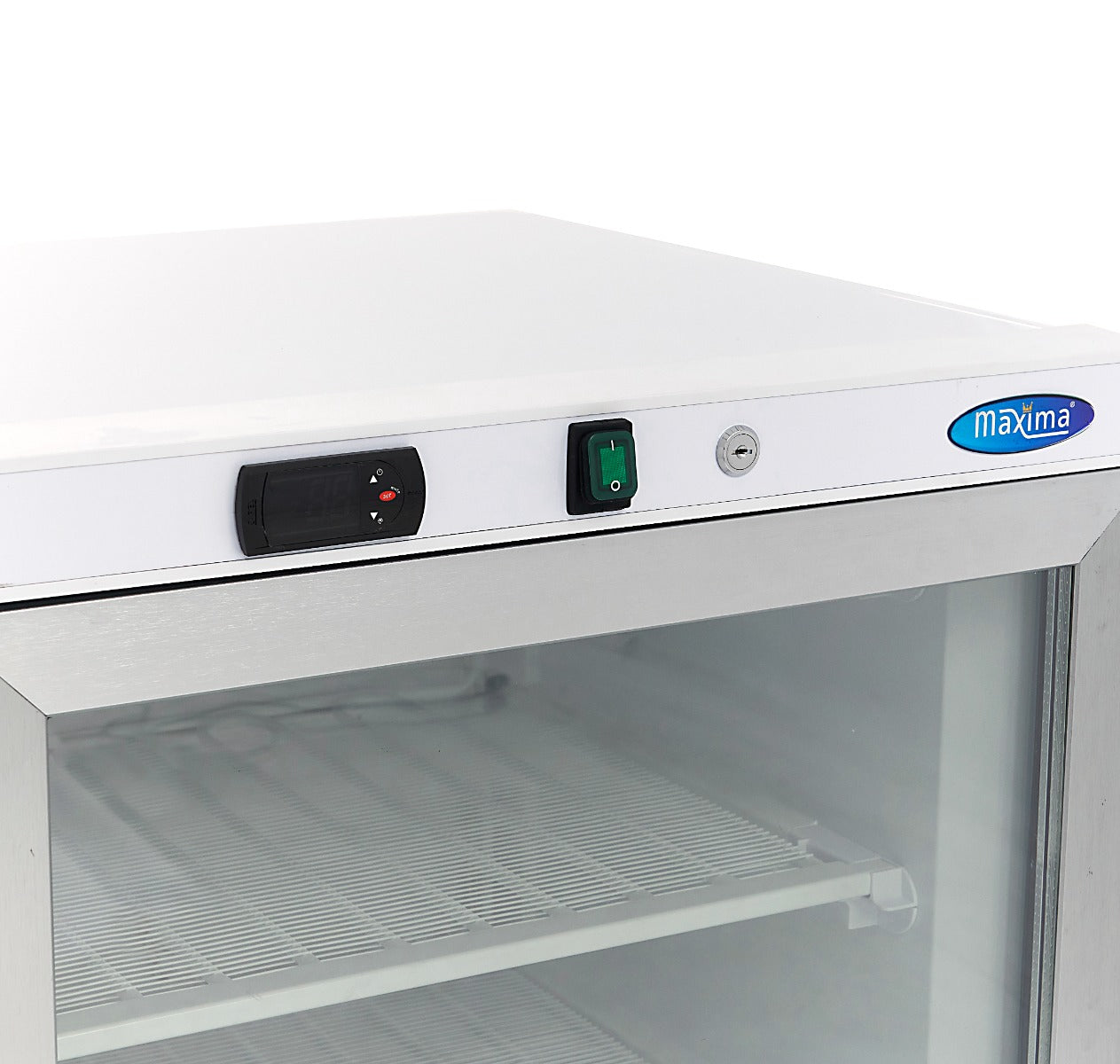 Congélateur - 200 L - blanc - avec porte en verre