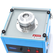 Machine à barbe à papa Maxima bleu, diamètre 52 cm, vue de face avec une boule de sucre filée prête à servir.