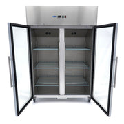 Réfrigérateur Maxima 2 portes en acier inoxydable avec porte en verre, 1200 L, 6 étagères réglables, modèle sp-1006-09400011