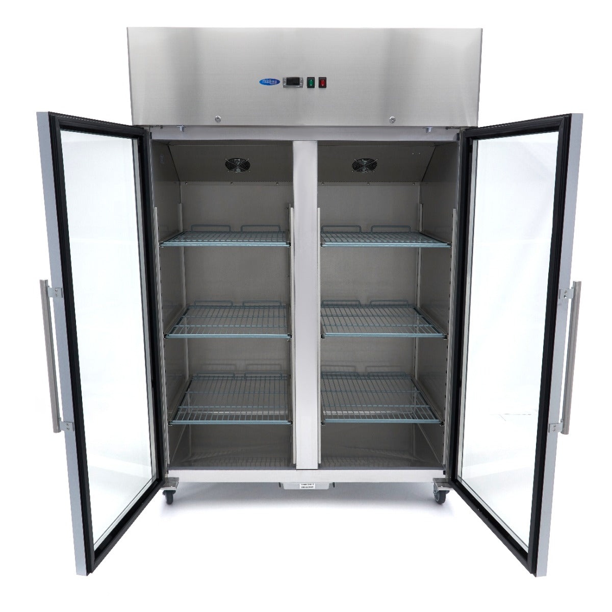 Congélateur - 1200 L - 6 étagères réglables (2/1 GN) - acier inoxydable - avec porte en verre