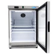 Réfrigérateur - 200 L - acier inoxydable - avec porte en verre