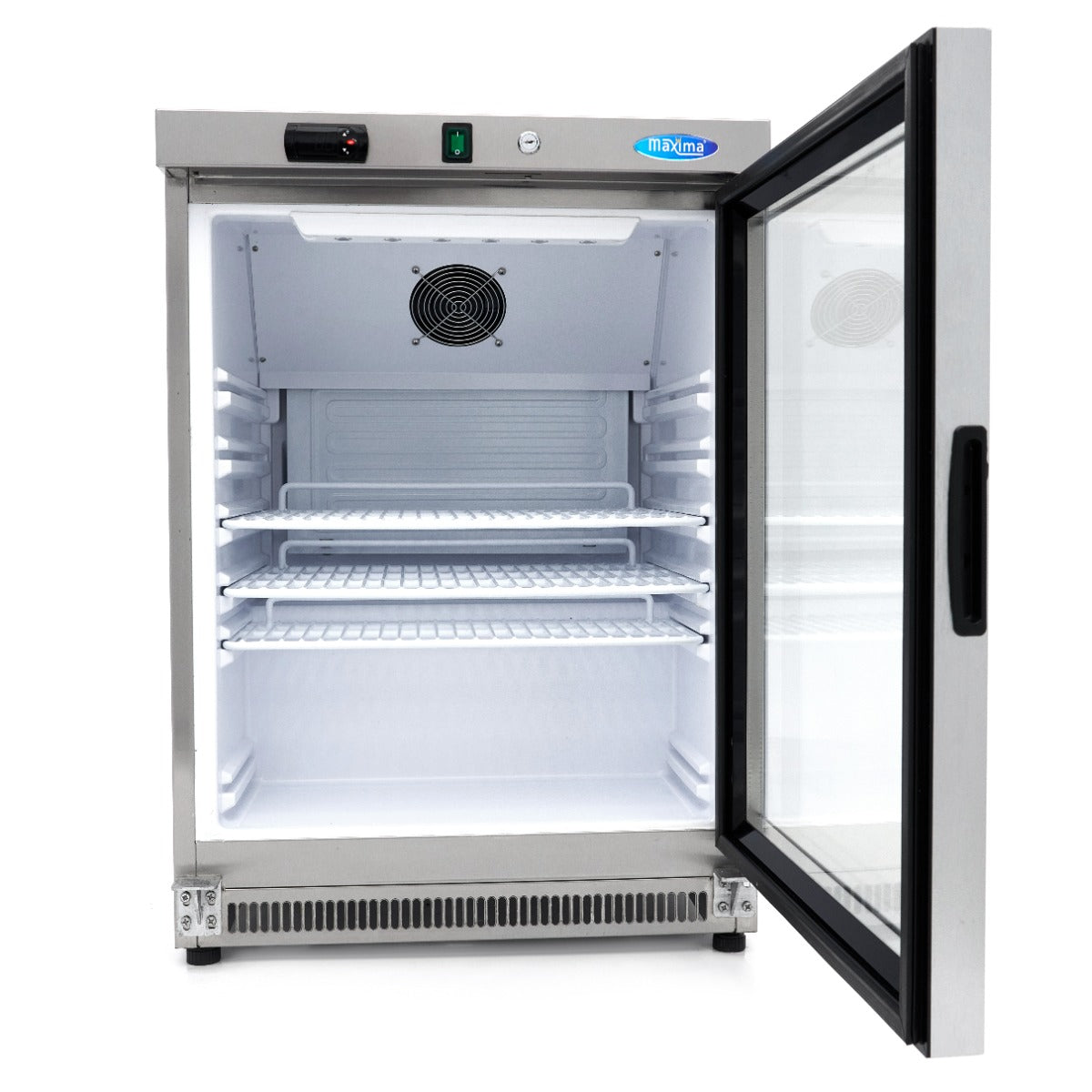 Réfrigérateur - 200 L - acier inoxydable - avec porte en verre