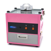 Machine à barbe à papa Maxima rose, diamètre 52cm, avec un bol en acier pour créer des confiseries sucrées et colorées.