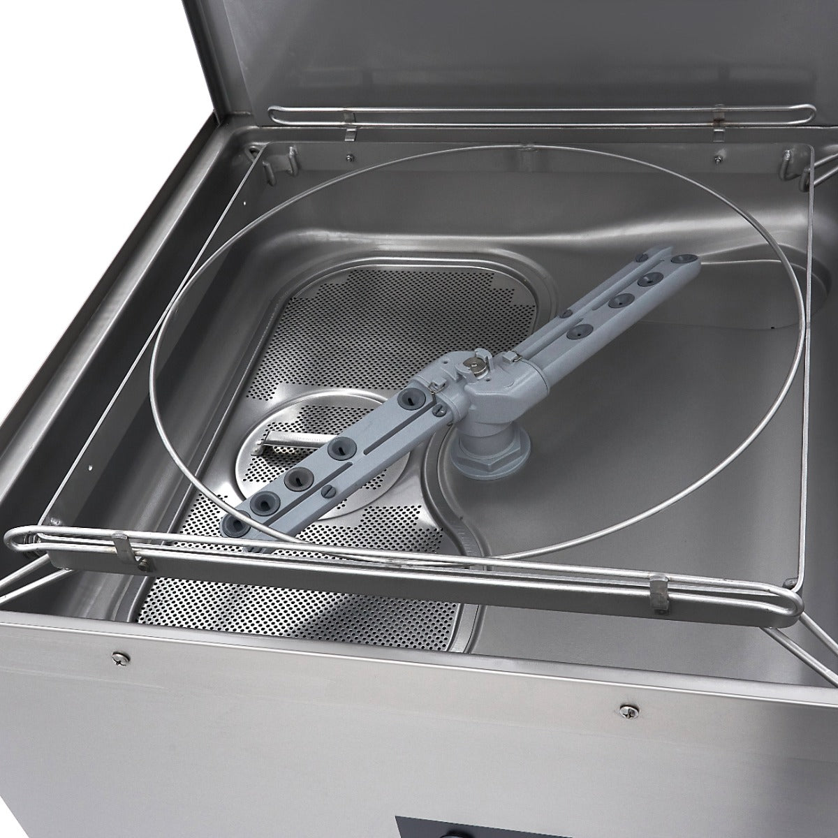 Lave-vaisselle professionnel Maxima à capot 50x50cm avec pompes de vidange, rinçage et savon, 400V, vue en image