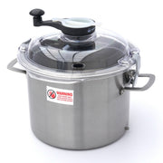 Robot de cuisine Maxima, robot culinaire de 12 L avec bol en acier inoxydable et divers accessoires visibles dans l'image.
