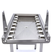 Table à rouleaux droits en acier inoxydable pour lave-vaisselle Maxima, conçue pour convoyeur à paniers, robuste et durable.