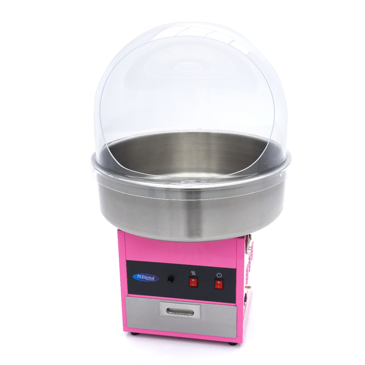 Machine à barbe à papa Maxima avec couvercle, diamètre 52 cm, accessoire pour préparer des douceurs sucrées.