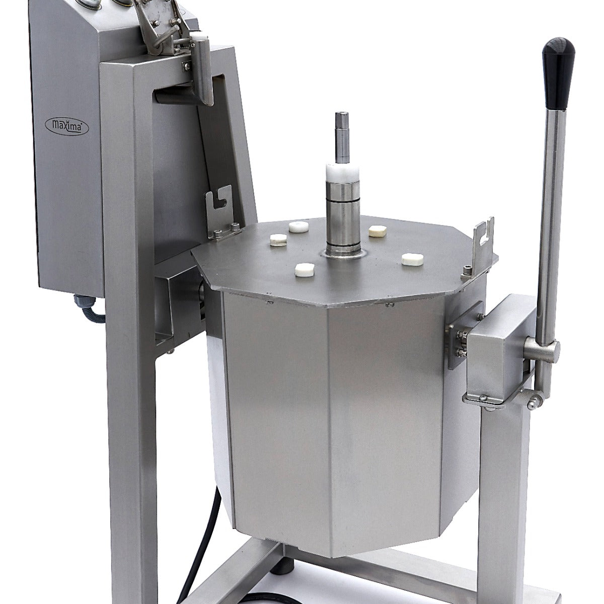 Robot culinaire Maxima de 30L avec bol en acier inoxydable, commandes tactiles et accessoires inclus, pour cuisiner facilement.