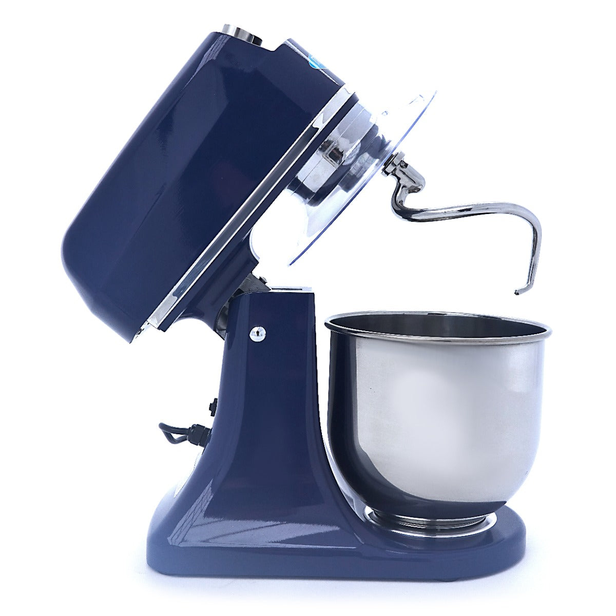 Mélangeur planétaire Maxima de 7 L en acier bleu, capable de mélanger jusqu'à 2 kg de pâte, vue de face.