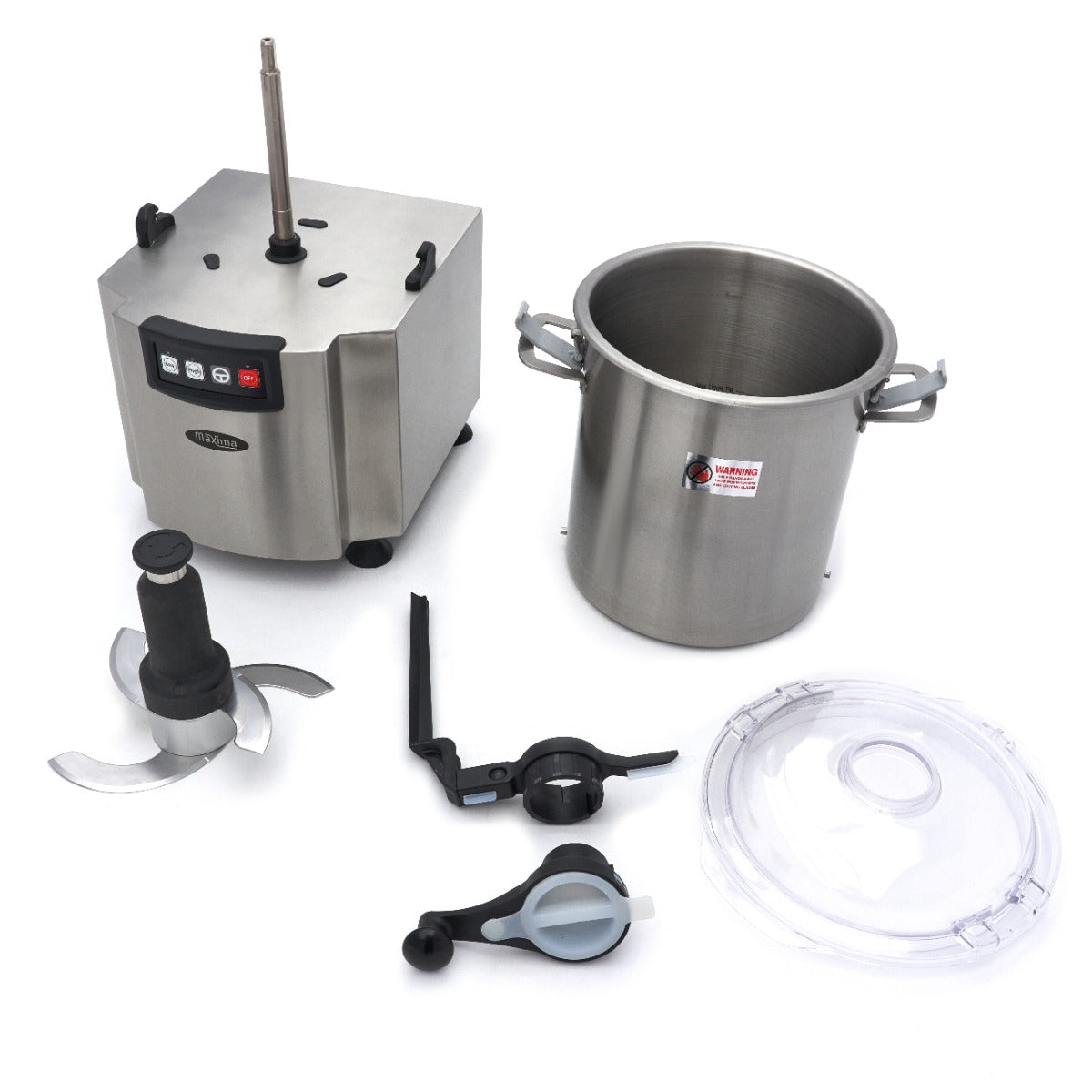 Robot culinaire Maxima de 18 L, appareil de cuisine avec bol spacieux et accessoires pour la préparation des repas.