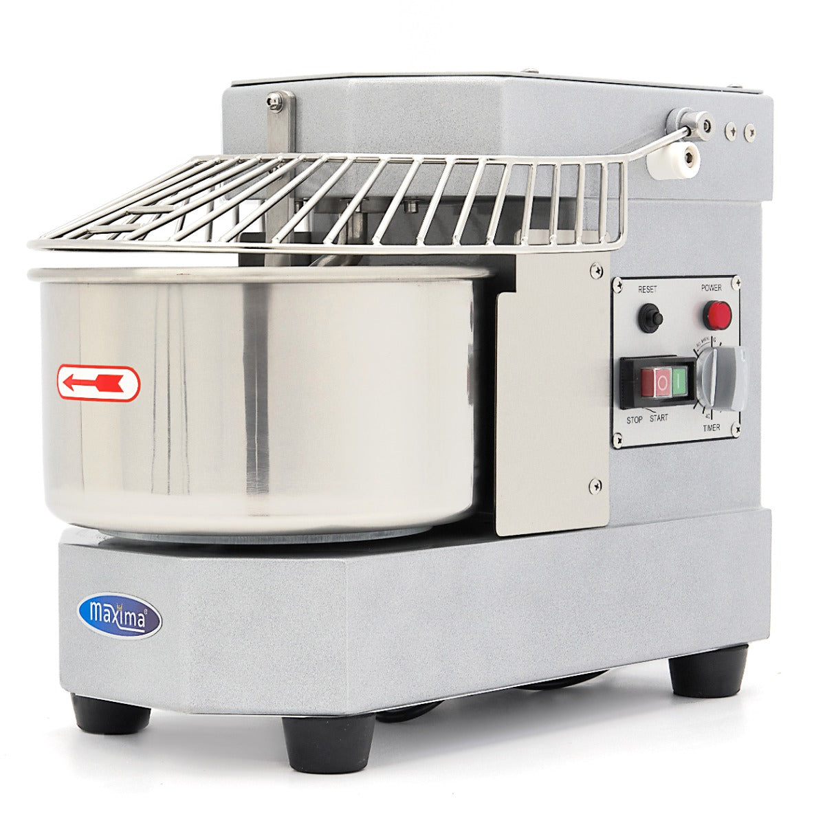 Pétrin à spirale Maxima en argent, capacité de 8 L, pour 4,5 kg de pâte, machine à pâte professionnelle.