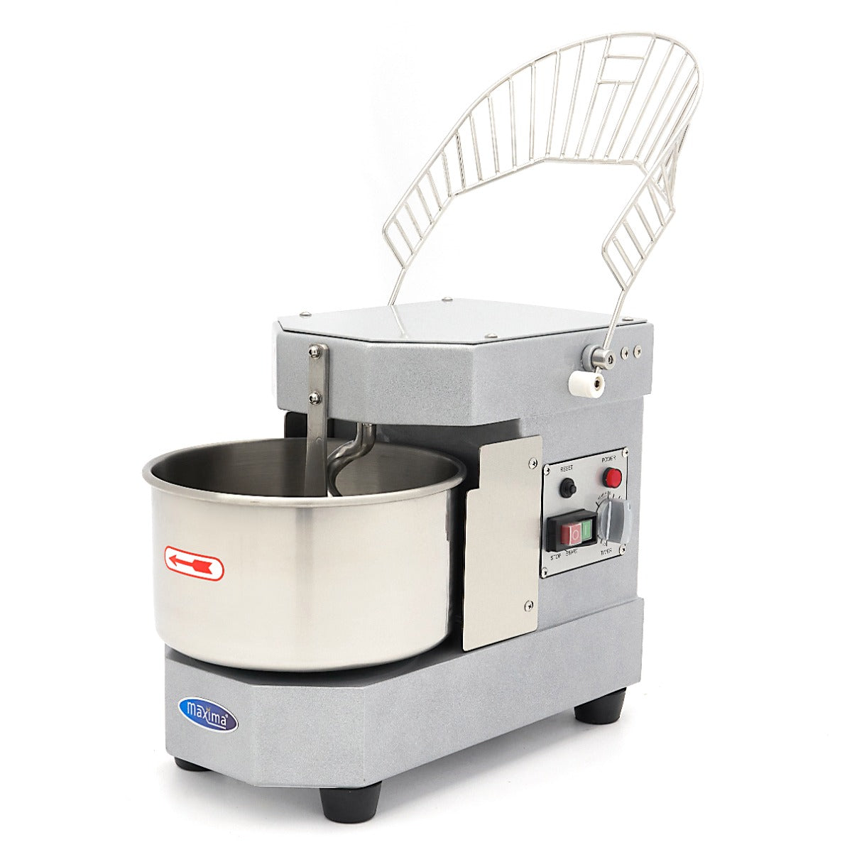 Pétrin à spirale Maxima en argent, machine à pâte de 8 L capable de mélanger 4,5 kg de pâte.