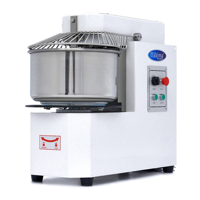 Pétrin à spirale Maxima 30 L pour 18 kg de pâte, 2 vitesses, bol amovible, idéal pour préparer différentes pâtes.