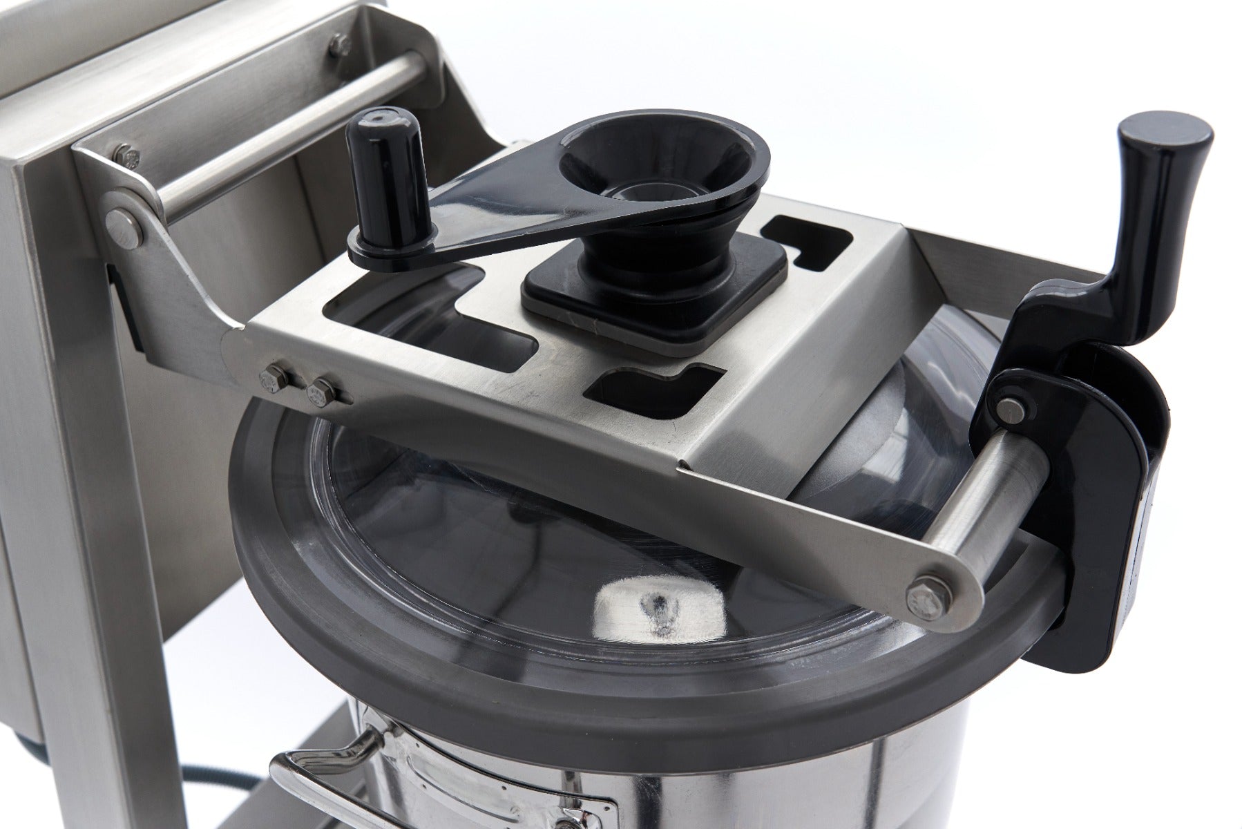 Robot culinaire Maxima de 20 L avec bol en acier inoxydable, boutons de commande et couvercle, pour préparation alimentaire.