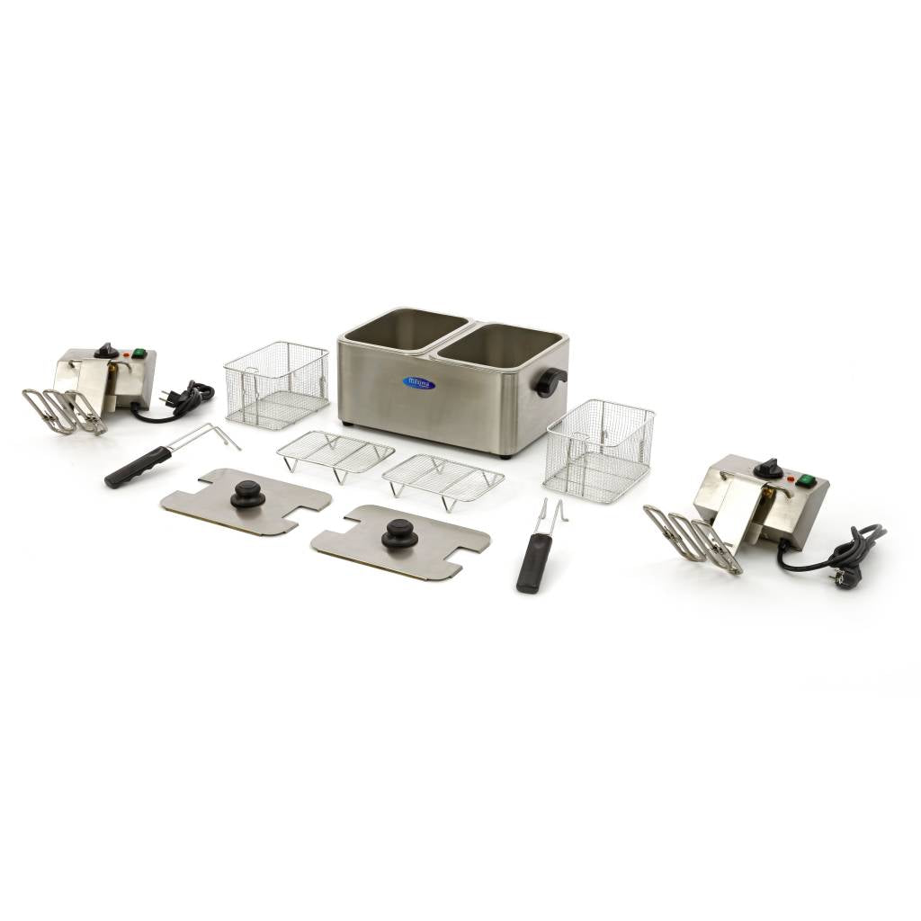 Friteuse Maxima avec 2 paniers de 4L, capacité jusqu'à 2 kg de frites, appareil de cuisson pour friture domestique