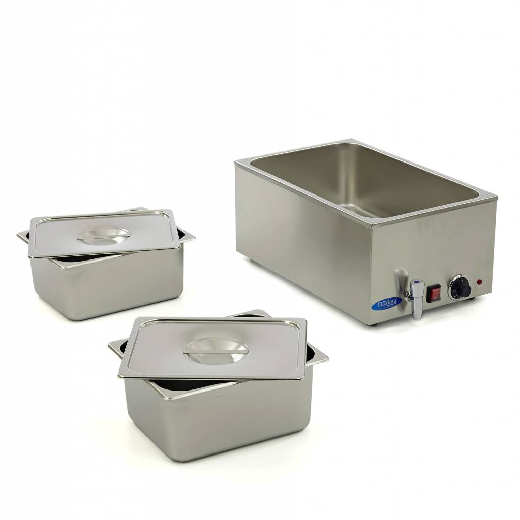 Bain Marie - avec robinet - incl 2 x 1/2 GN set - électrique