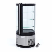 Vitrine à gâteaux Maxima réfrigérée ronde de 48 cm, capacité de 100 litres, en verre transparent pour présentation élégante.
