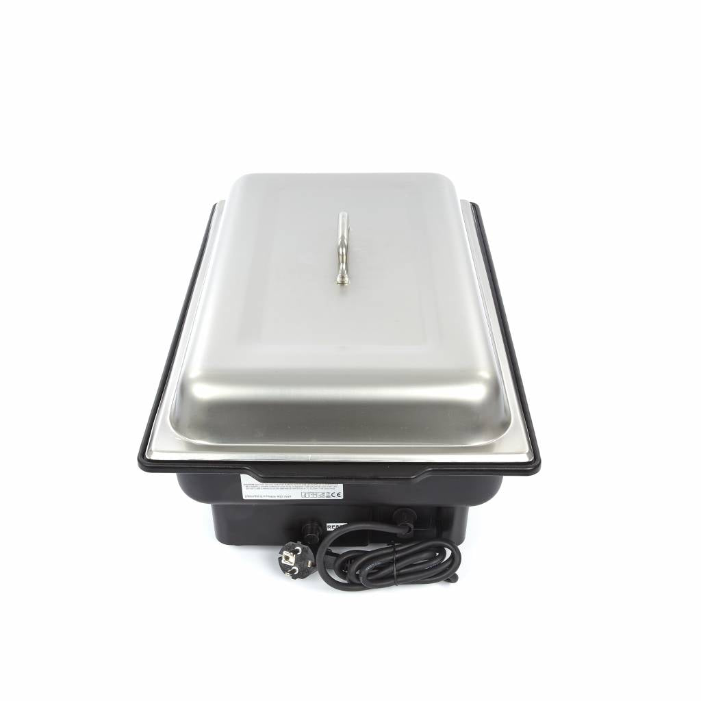 Chauffe-plat électrique Maxima de 8,5 L avec cuve GN 1/1 et couvercle, idéal pour garder les plats chauds.