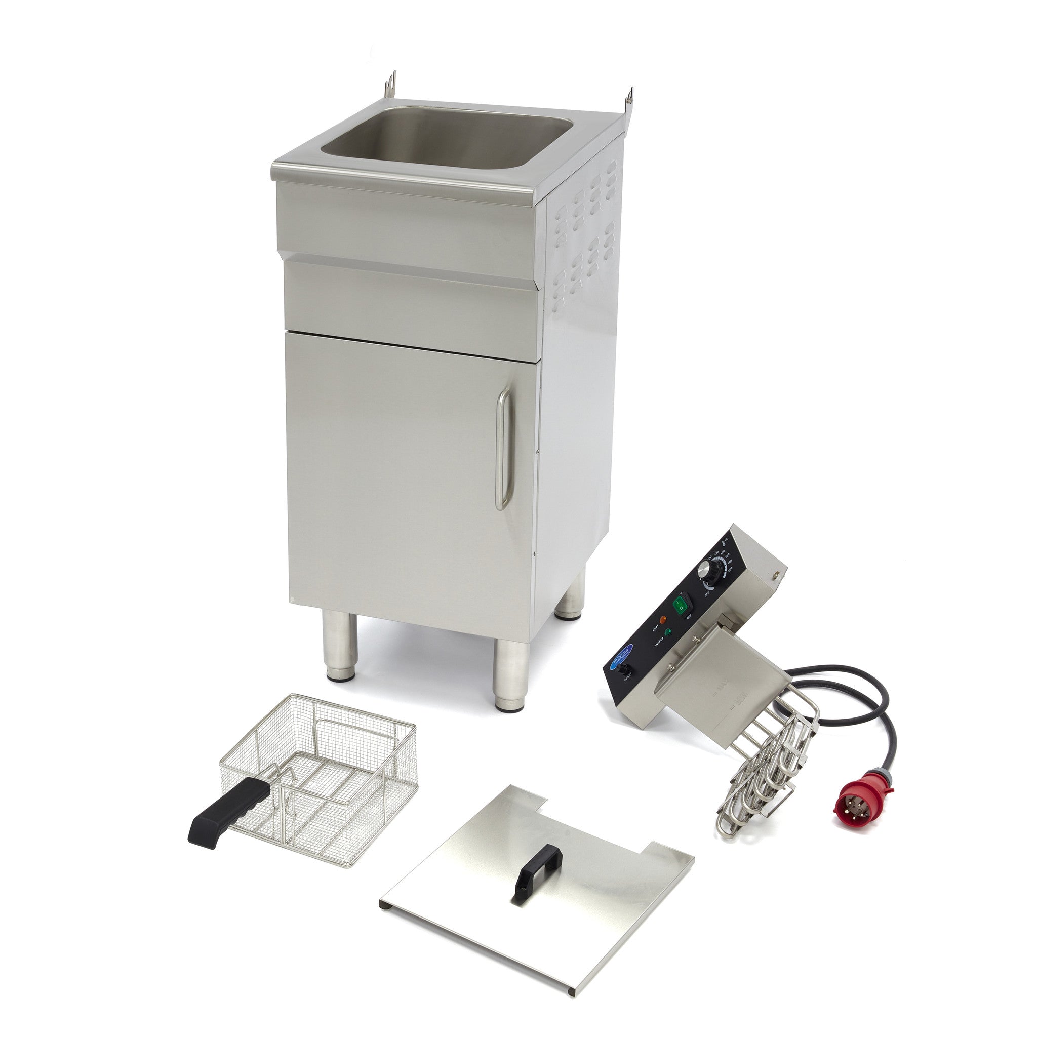 Friteuse - 16 L - 1 panier - avec robinet de vidange et support - 400V