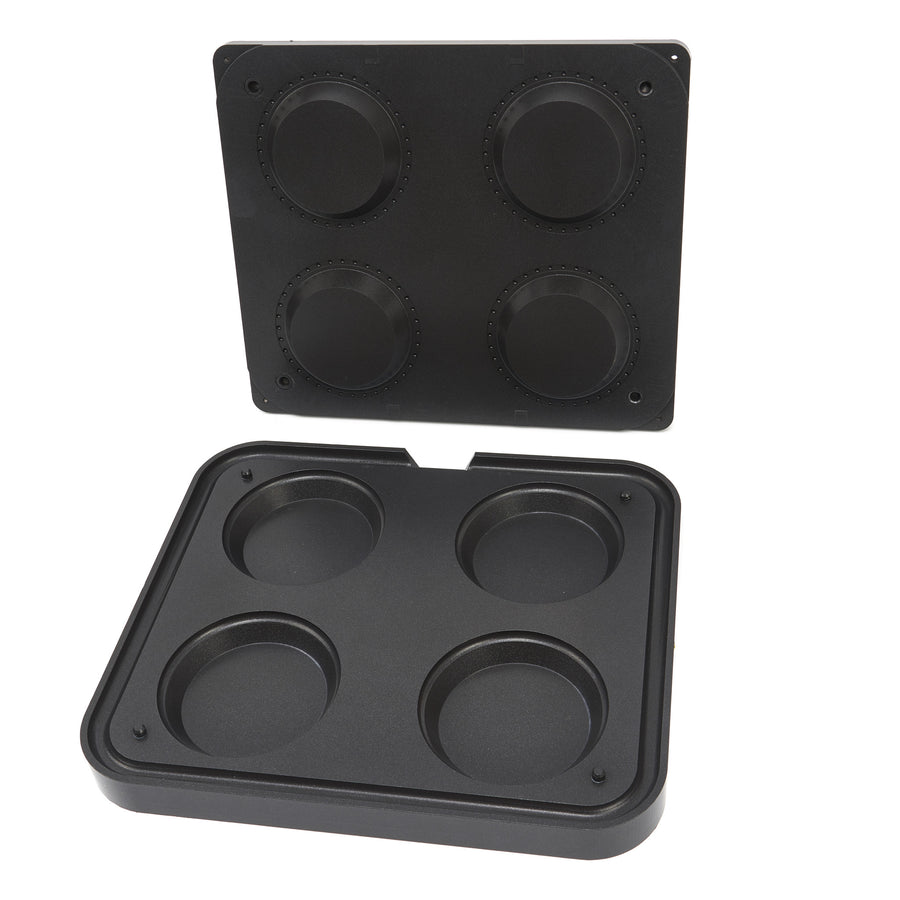 Moule à tartelettes rond Maxima, lot de 4 pièces, diamètre 124/100 mm, en métal pour préparer des petites tartes.