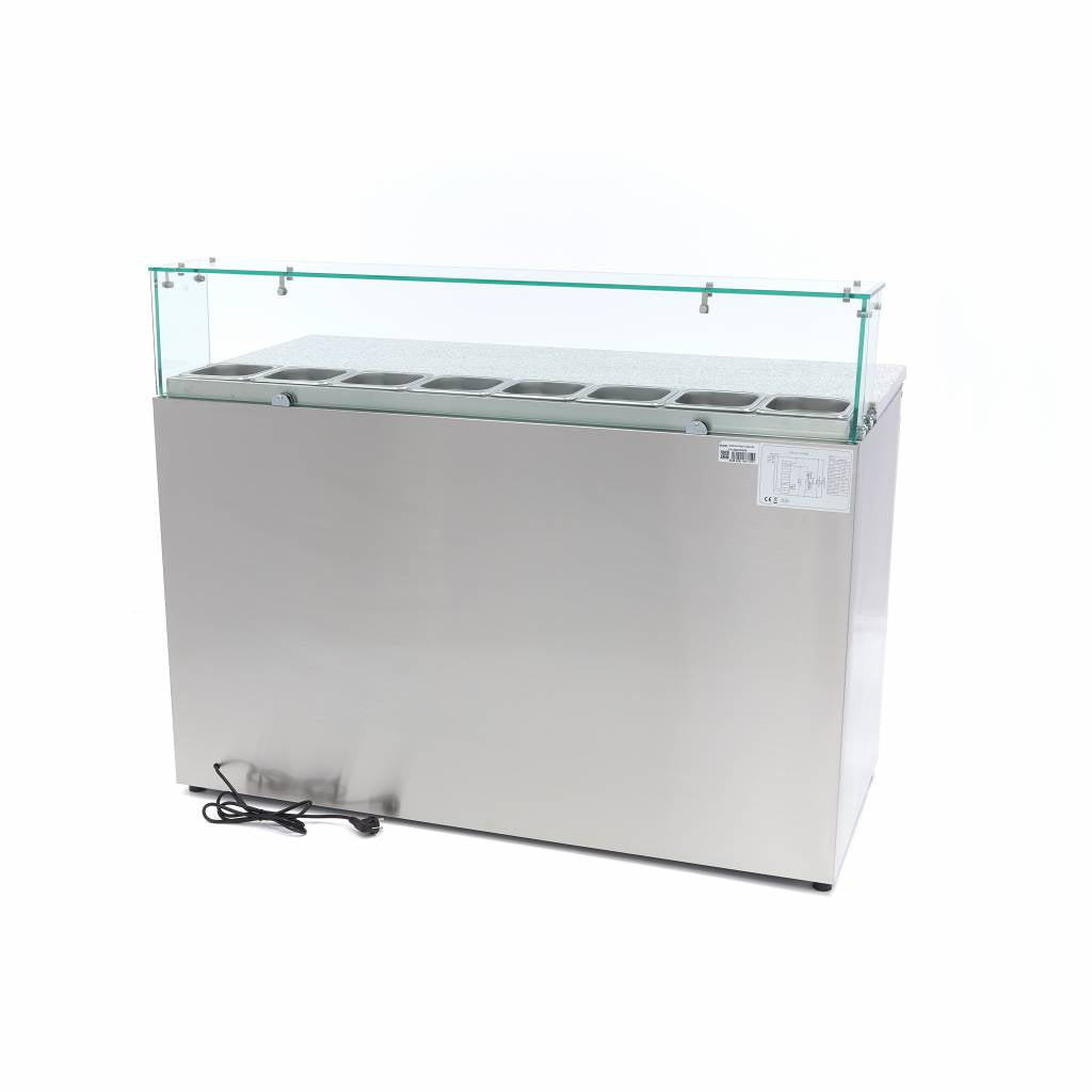 Réfrigérateur pour la préparation des pizzas - 137 cm - 3 portes - s'adapte à 8 x 1/6 GN - incl couvercle en verre