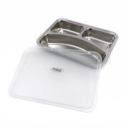Assiette - 3 compartiments - acier inoxydable - lavable au lave-vaisselle