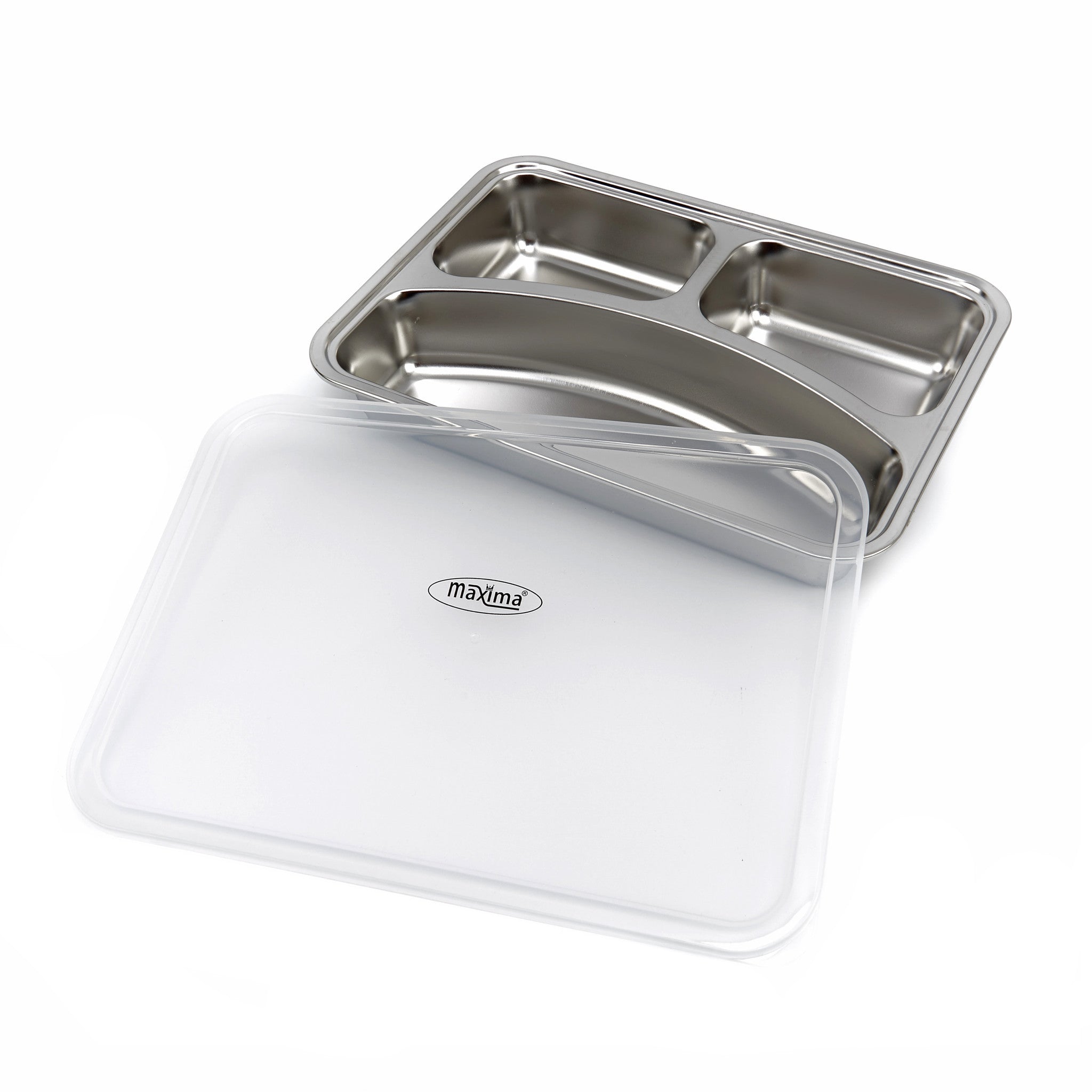Assiette - 3 compartiments - acier inoxydable - lavable au lave-vaisselle