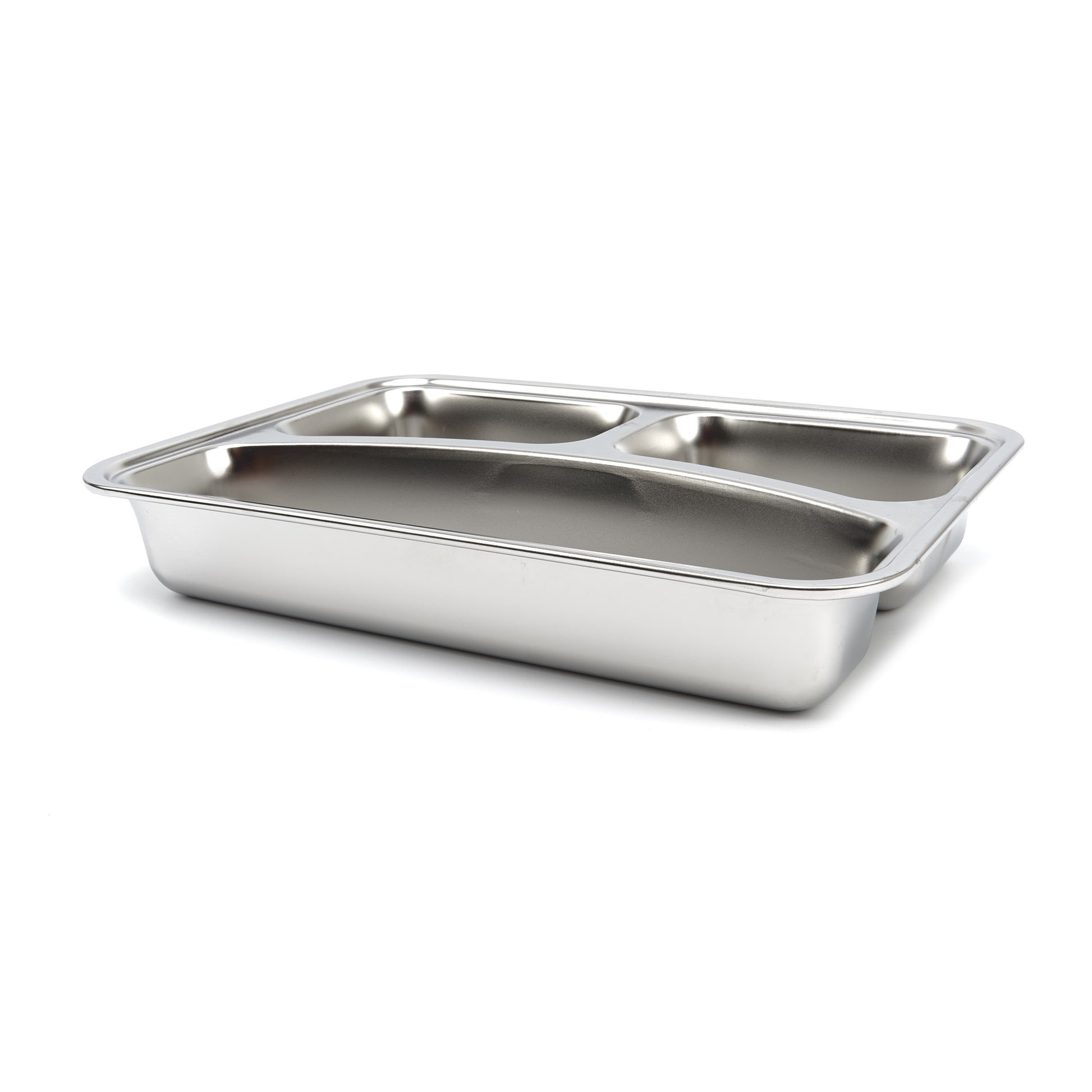 Assiette - 3 compartiments - acier inoxydable - lavable au lave-vaisselle