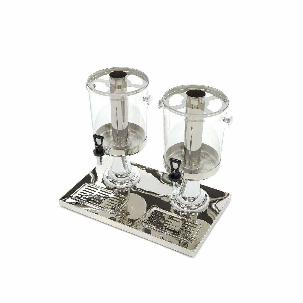 Distributeur de boissons Maxima, modèle 2 x 8 L, avec tube de refroidissement central, fonctionne sans électricité, en plastique blanc.