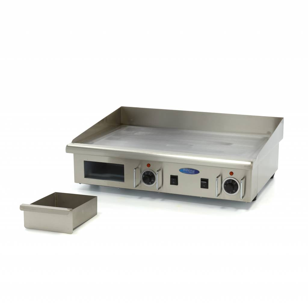Plaque de grill lisse Maxima, 73 cm, avec plateau d'égouttement, adaptée pour plancha professionnelle, 400V.
