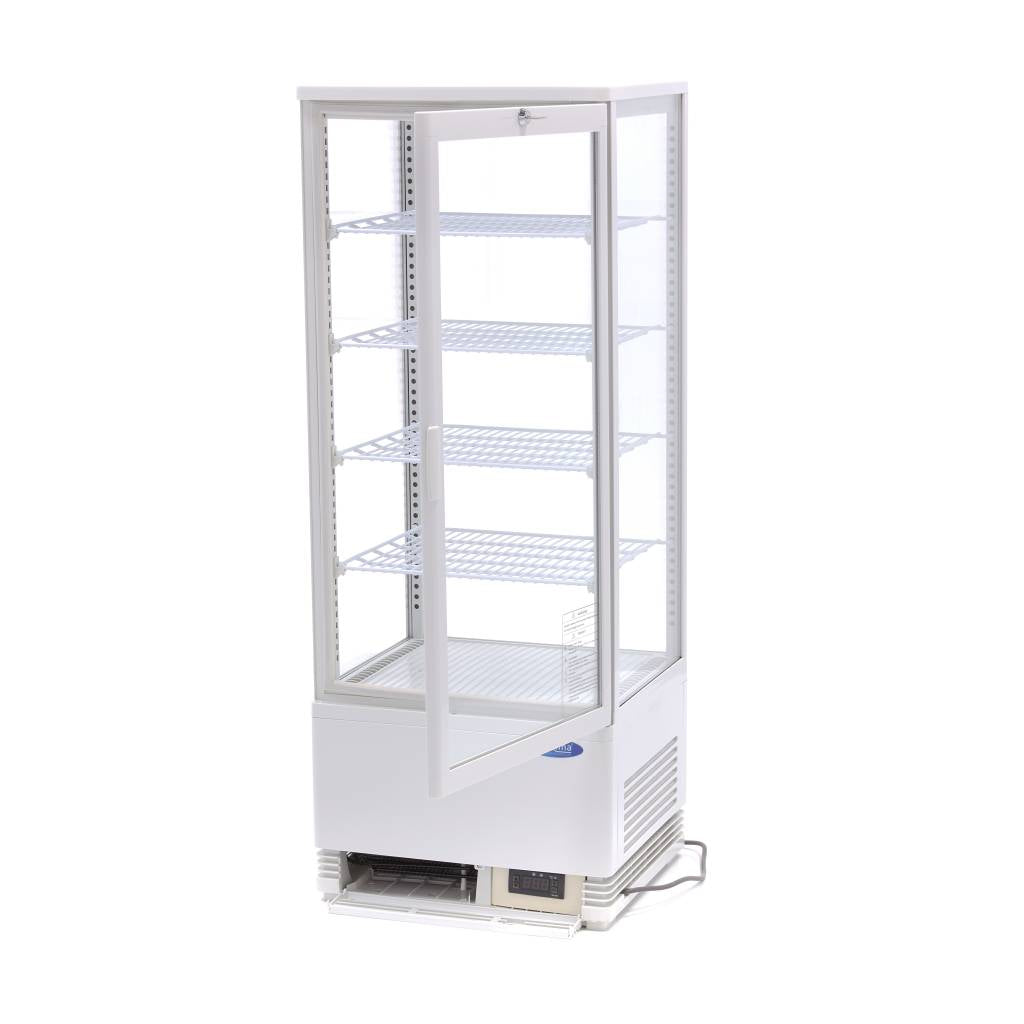 Vitrine réfrigérée blanche Maxima de 98 L, mini display avec étagères pour produits alimentaires.