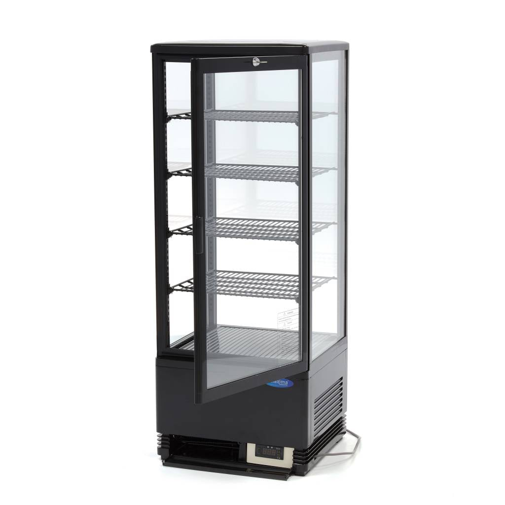Vitrine réfrigérée MinDisplay Maxima de 98 L avec porte en verre, idéale pour la présentation de produits alimentaires.
