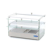 Vitrine chauffante Maxima de 50 L avec 55 cm et 2 étagères pour la présentation de produits chauds.