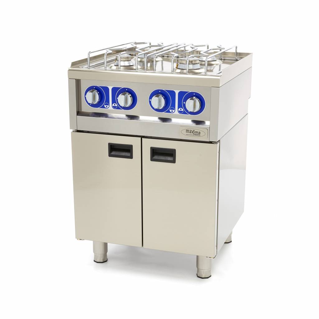 Cuiseur de qualité commerciale - 4 brûleurs - unité double - profondeur 60 cm - gaz