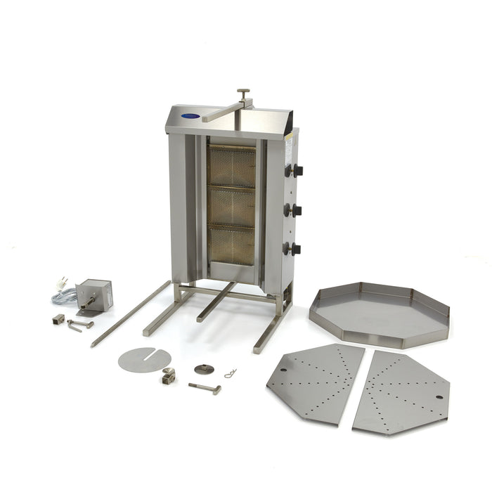 Kebab grill - 3 brûleurs - 30 kg de viande - gaz