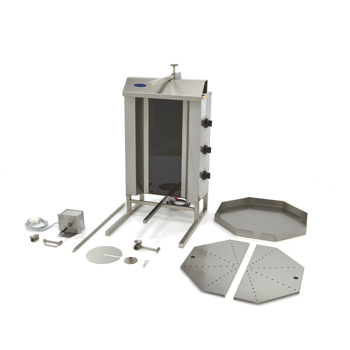 Kebab grill - 3 brûleurs - 30 kg de viande - électrique