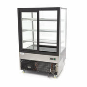 Vitrine à gâteaux réfrigérée Maxima de 120 cm, 500 L, sur roues, pour présentation élégante de pâtisseries.
